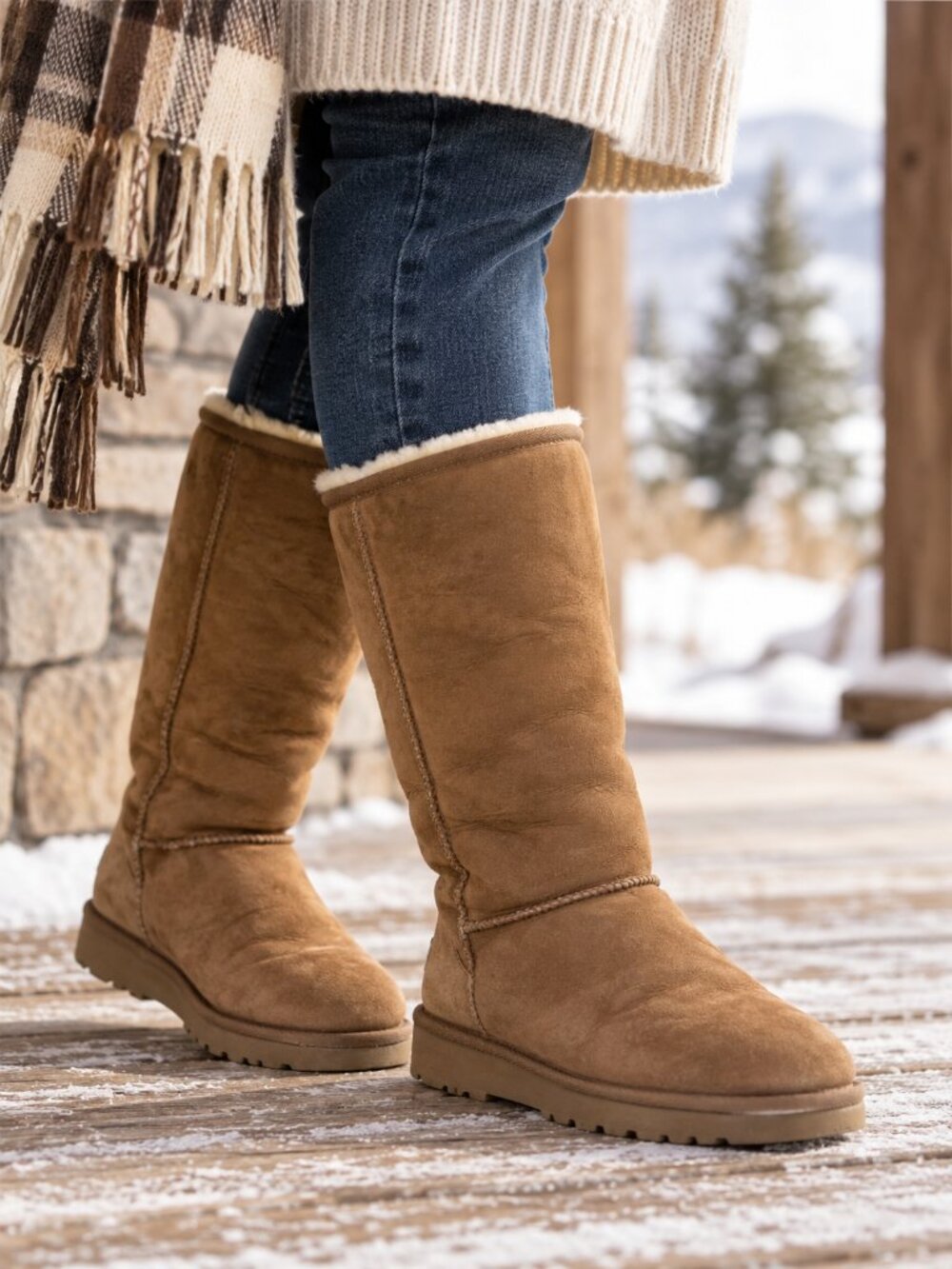 UGG Classic Tall 5815 Womens 9 Chestnut Sheepskin Suede Boots Y2K Vintage